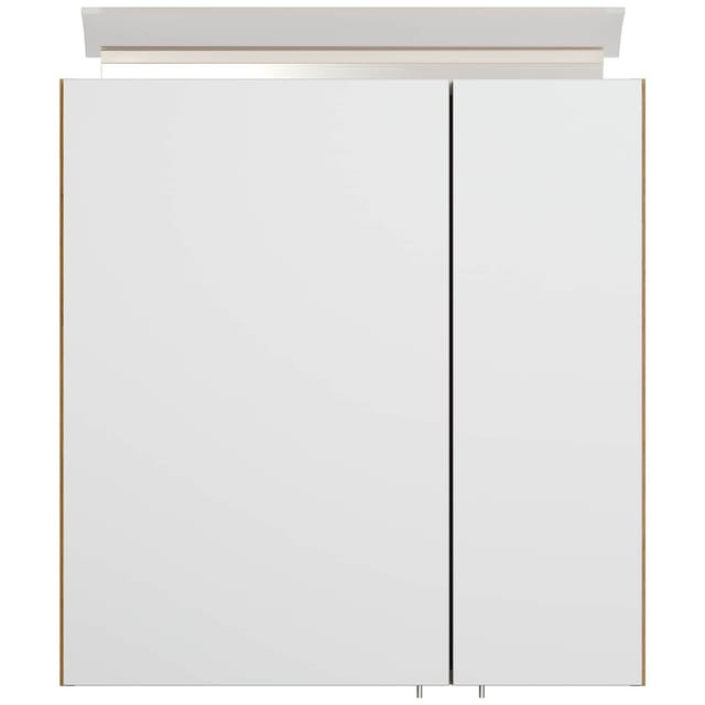 Posseik Spiegelschrank inkl. Design LED-Lampe u. Glasböden 60 cm Eiche Gold