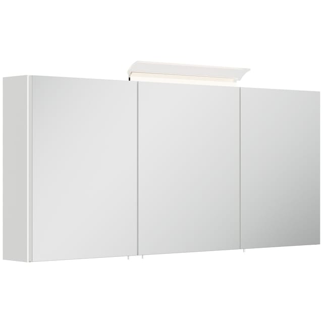 Posseik Spiegelschrank inkl. Design LED-Lampe u. Glasböden 140 cm Weiß Hochglanz