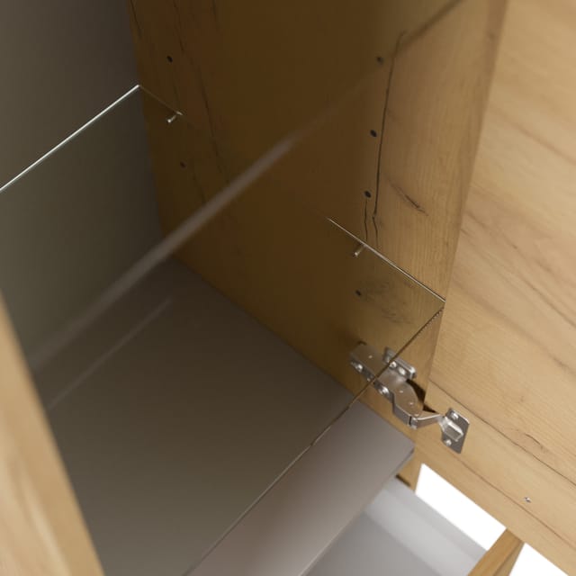Posseik Hochschrank mit Glaseinlagen 120 cm Eiche Gold