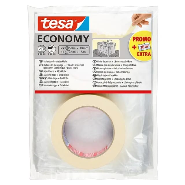 Tesa Malerband-Set Economy 2 x 50 m x 30 mm inkl. Folie