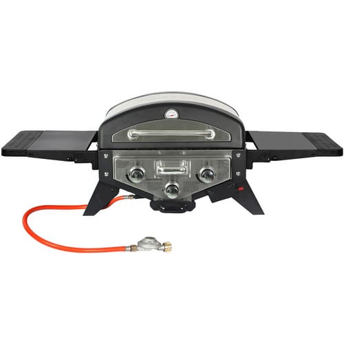 El Fuego Tischgasgrill Smoker Medison 2 Brenner Silber
