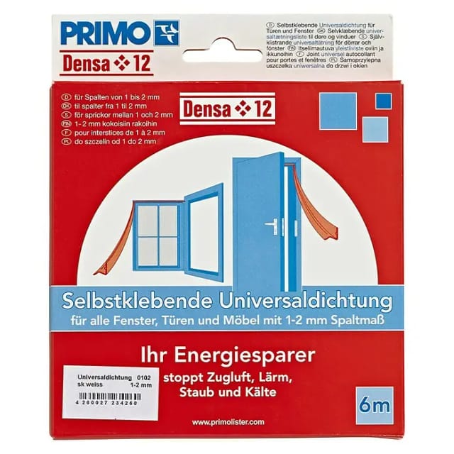 Primo selbstklebende Universaldichtung Densa 12 Weiß 1-2 mm x 6 m