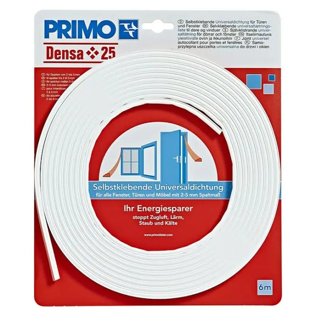 Primo selbstklebende Universaldichtung Densa 25 Weiß 2-5 mm x 6 m