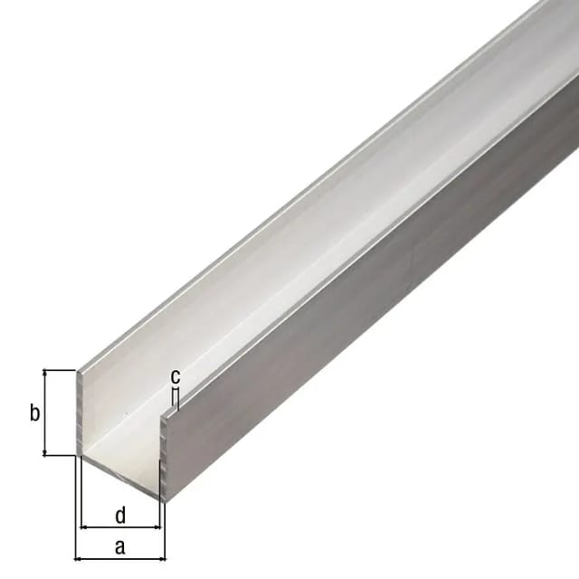 U-Profil Aluminium 6 mm x 6 mm x 1.000 mm