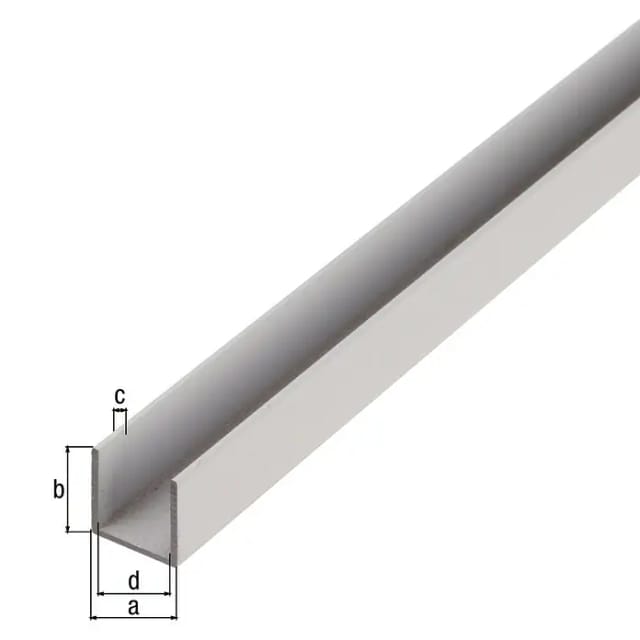 U-Profil Aluminium 15 mm x 20 mm x 1.000 mm