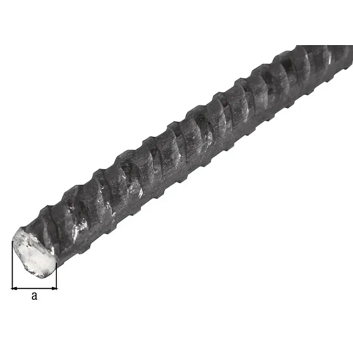 Beton-Riffelstahl 10 mm x 10 mm x 2000 mm