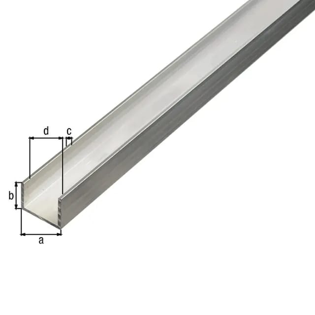 U-Profil Aluminium 10 mm x 15 mm x 1.000 mm