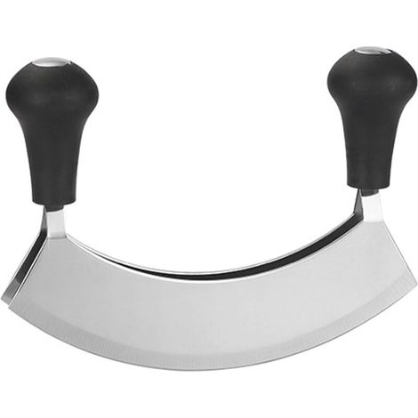 Wiegenhacker, Kräutermesser, Hackmesser, Halbmondhacker, Runder Mondhacker, Kräuterschneider Mit Zwei Klingen, Handhacker, Gemüsehacker, Kräutermesser Mit 2 Klingen
