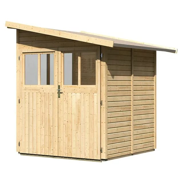 Karibu Holz-Gartenhaus Kristiansund Natur Pultdach Unbehandelt 178 cm x 178 cm