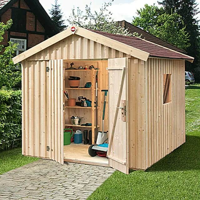 Weka Holz-Gartenhaus Natur Satteldach Unbehandelt 240 cm x 286 cm