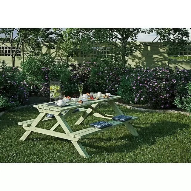 Picknicktisch Ella rechteckig 180 cm x 75 cm x 170 cm kdi Grün