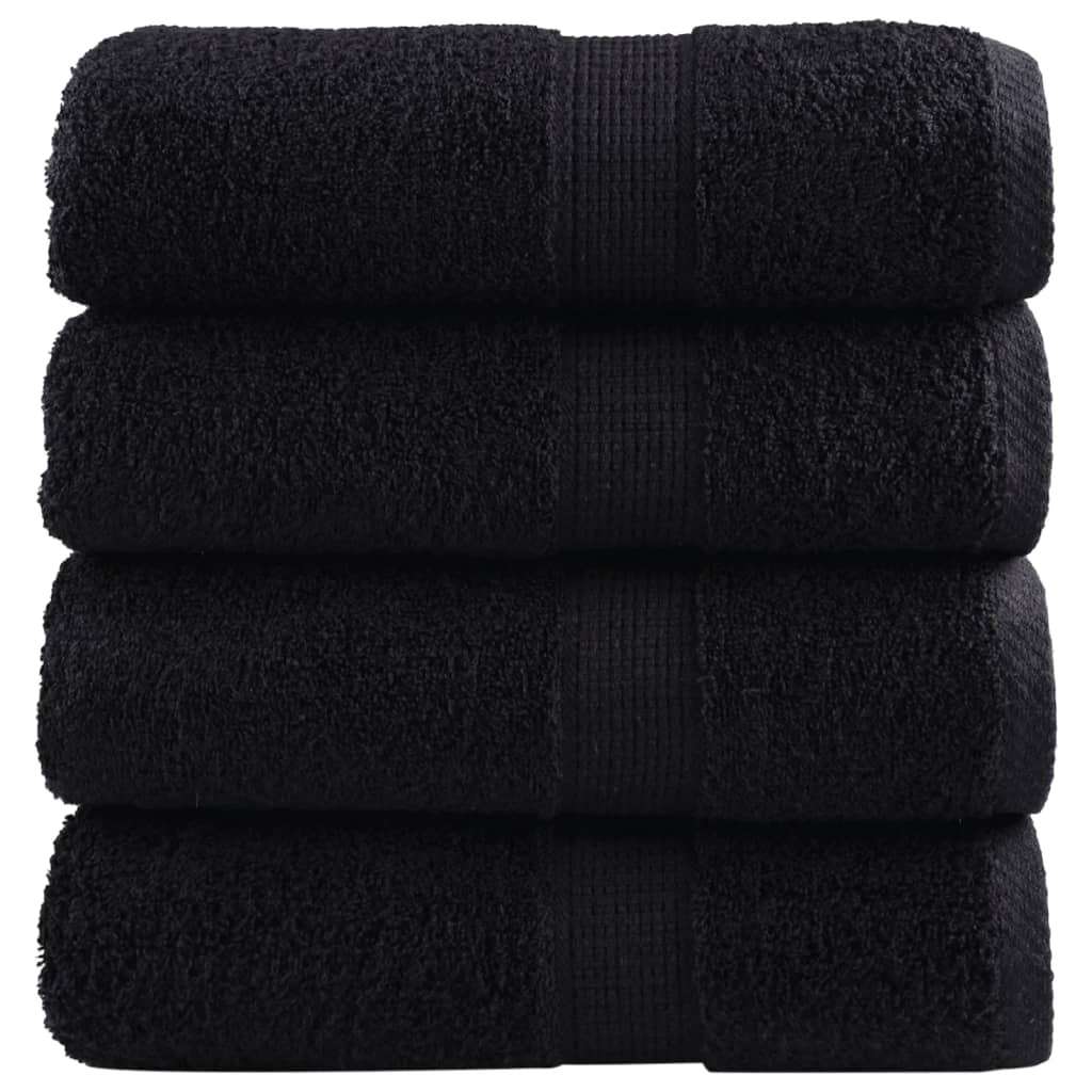 Premium Waschhandtücher Solund 4 Stück Schwarz 30x30 Cm 600 G/m²