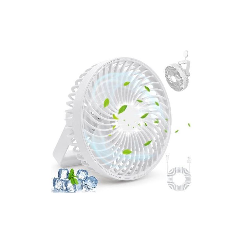 Leiser Und Leistungsstarker Usb-tischventilator: Wiederaufladbarer 4-gang-ventilator Mit Led-beleuchtung