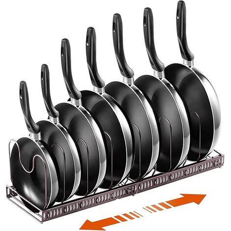 2-in-1 Topfhalter, Pfannenorganizer, Topf- Und Tellergestell Mit 7 Verstellbaren Fächern Für Töpfe Und Deckel (braun)