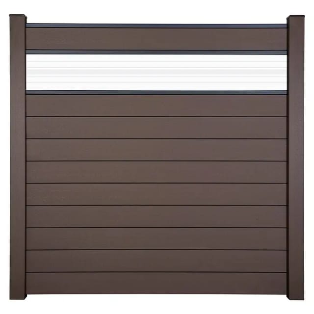GroJa Steckzaun Solid mit Glas-Designeinsatz 30 cm 180x180x1,9 cm Terra