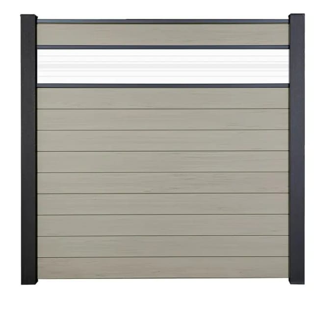 GroJa Steckzaun Solid mit Glas-Designeinsatz 30 cm 180x180x1,9 cm Bi-Color Sand