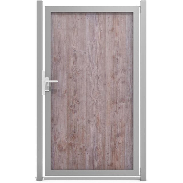 GroJa Sichtschutztor Premo Universal mit Alu-Rahmen 100x180x0,8 cm Holzoptik