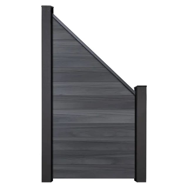 GroJa Steckzaun Solid Abgeschrägt 90 cm x 180/90 cm x 1,9 cm Steingrau