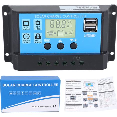 – 30a 12v/24v Solar-laderegler – Pwm-regler Mit Zwei 5v Usb-anschlüssen – Lcd-display Für Blei-säure-batterien