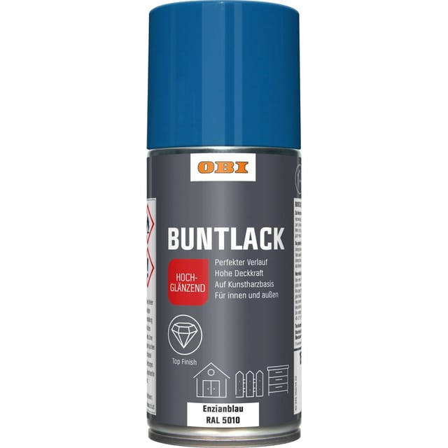 OBI Buntlack Spray RAL 5010 Enzianblau hochglänzend 150 ml