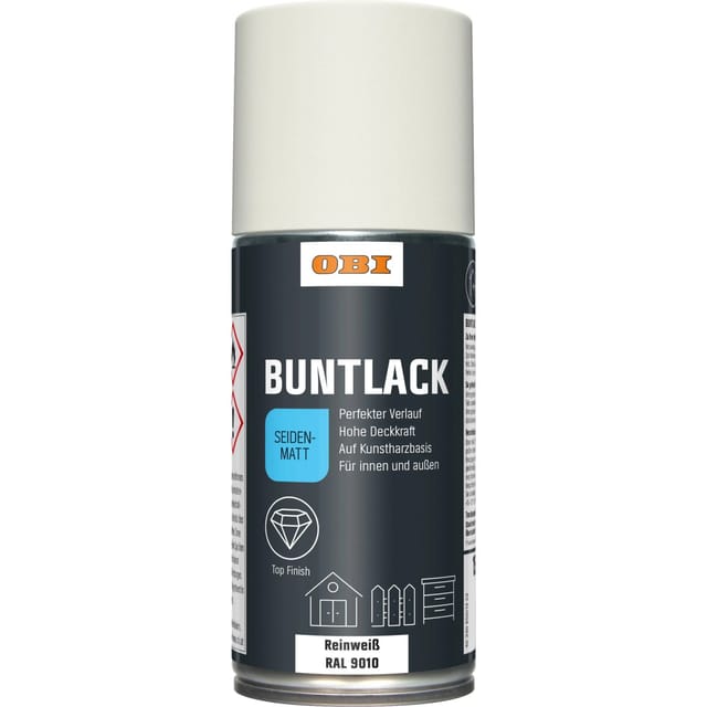 OBI Buntlack Spray RAL 9010 Reinweiß seidenmatt 150 ml
