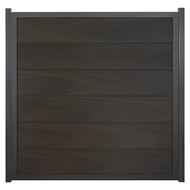 GroJaViento Zaunelement Walnuss co-extrudiert 180 x 180 cm Rahmen: Anthrazit