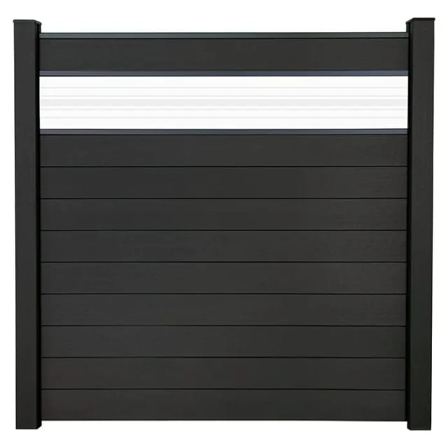 GroJa Steckzaun Solid mit Glas-Designeinsatz 30 cm 180x180x1,9 cm Anthrazitgrau
