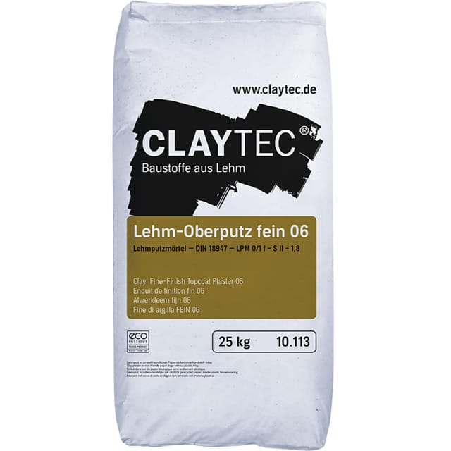 Claytec Lehm Oberputz Fein 06 25 kg