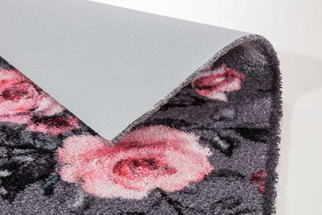 Astra Sauberlaufmatte Pure und Soft 50 cm x 70 cm Blumen Grau-Rosa