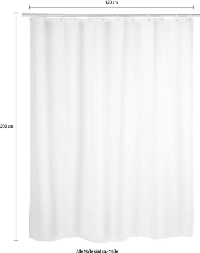 Wenko Polyester Duschvorhang Uni Weiß 120 cm x 200 cm