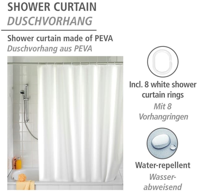 Wenko Duschvorhang Uni Weiß 120 cm x 200 cm PEVA