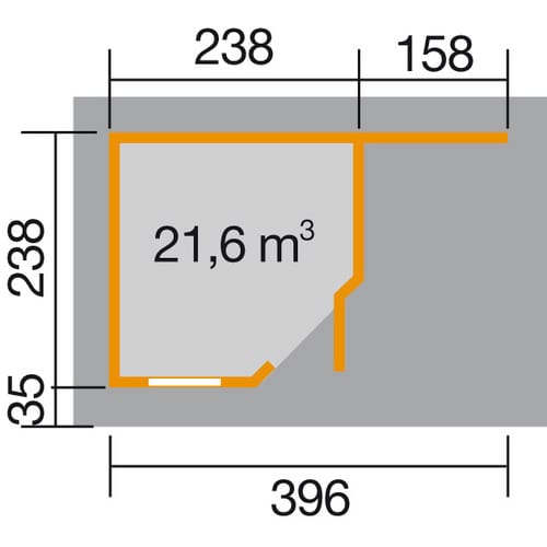 Holz-Gartenhaus Flachdach Lasiert 442 cm x 278 cm