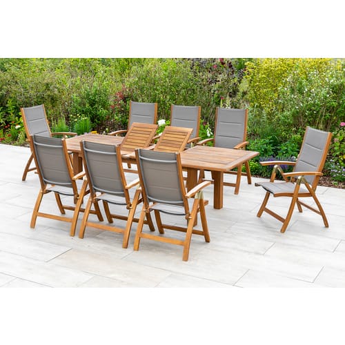 Merxx Acapulco Set 9-tlg. Doppel-Gartentisch Ausziehbar 180/260 x 100 cm