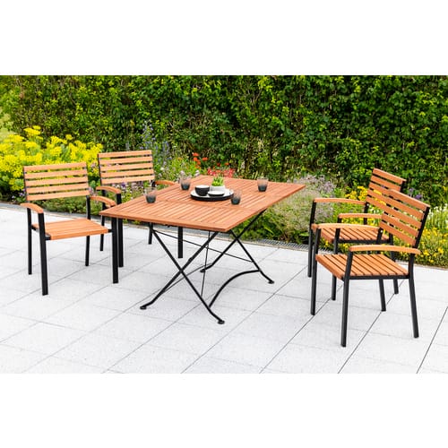 Merxx Schlossgarten Set 5-tlg. Klapp-Gartentisch Ausziehbar 100/150 x 90 cm