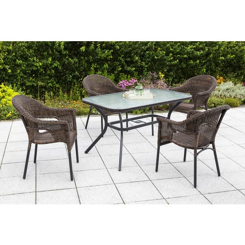 Merxx Ravenna Set 5-tlg. 4 Stapelsessel Gartentisch 150 x 85 cm Schoko