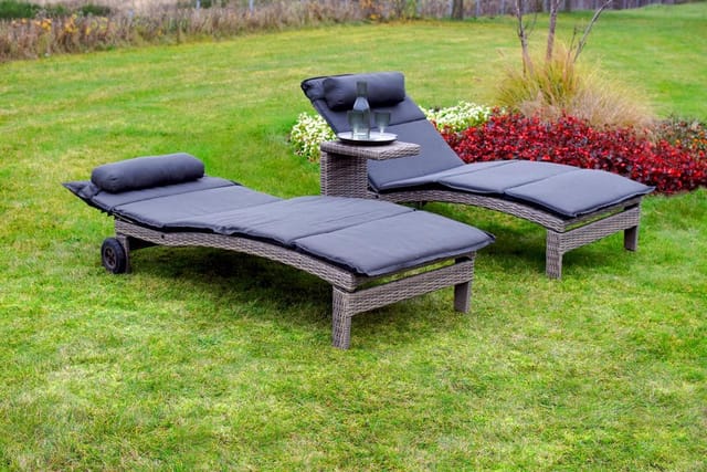 Merxx Andalusia Set 3-tlg. 2 Liegen Beistelltisch Grau