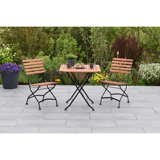 Merxx Schlossgarten Gartenmöbel-Set 3-tlg. 2 Klappstühle Klapptisch 75x75 cm