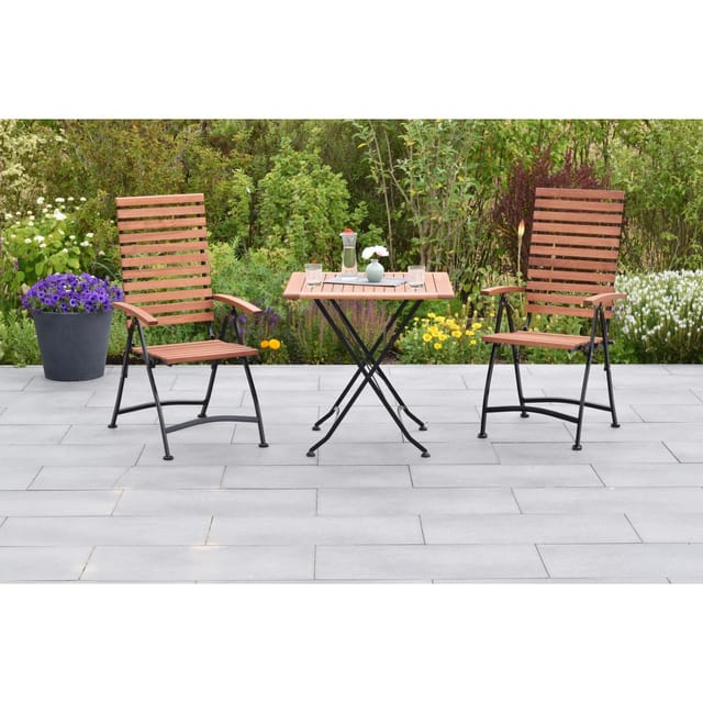 Merxx Schlossgarten Gartenmöbel-Set 3-tlg. 2 Klappsessel Klapptisch 75x75 cm
