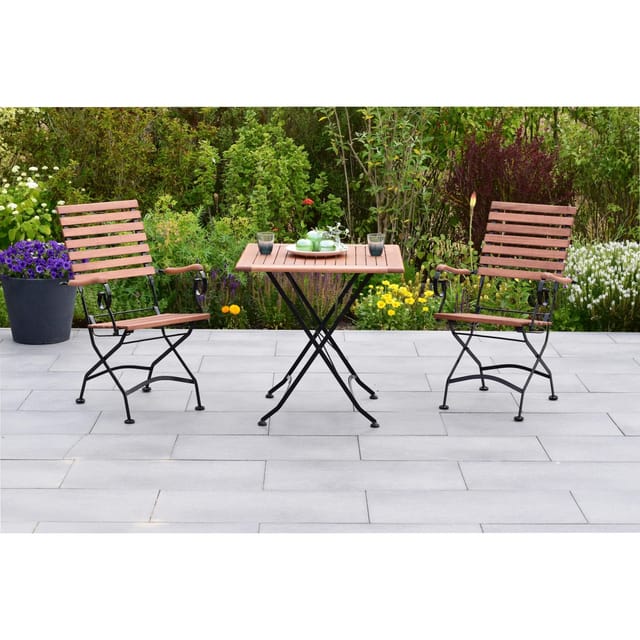 Merxx Schlossgarten Gartenmöbel-Set 3-tlg. mit Klapptisch 75 x 75 cm