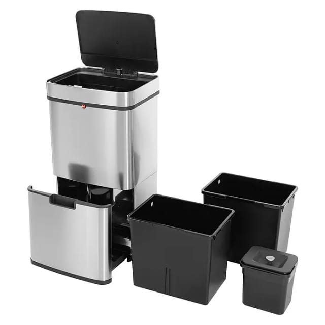 Hailo Sensor-Mülltrennersystem Öko Vario XL 25 + 25 + 4, Edelstahl