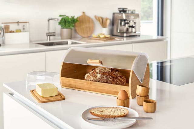 Zeller Brotkasten, Bambus/Kunststoff 19 cm x 25 cm x 39 cm Transparent