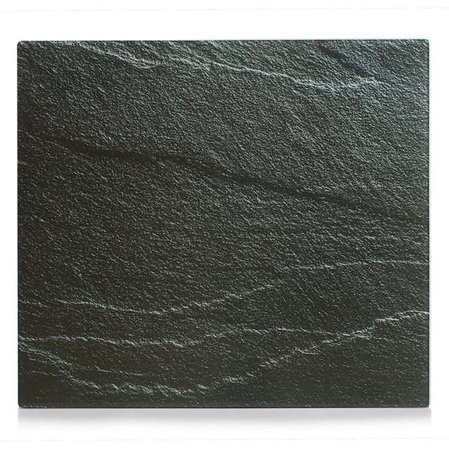 Zeller Herdblende-/Abdeckplatte Schiefer-Optik Glas 50 cm x 56 cm Anthrazit