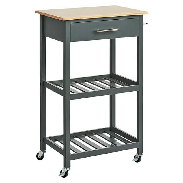 Zeller Küchenrollwagen MDF/Bambus 93 cm x 40 cm x 58 cm Anthrazit