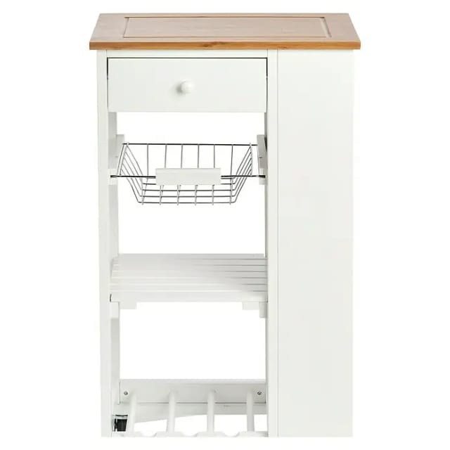 Zeller Küchenrollwagen Bambus/MDF/Metall 50 cm x 37 cm x 86,5 cm Weiß