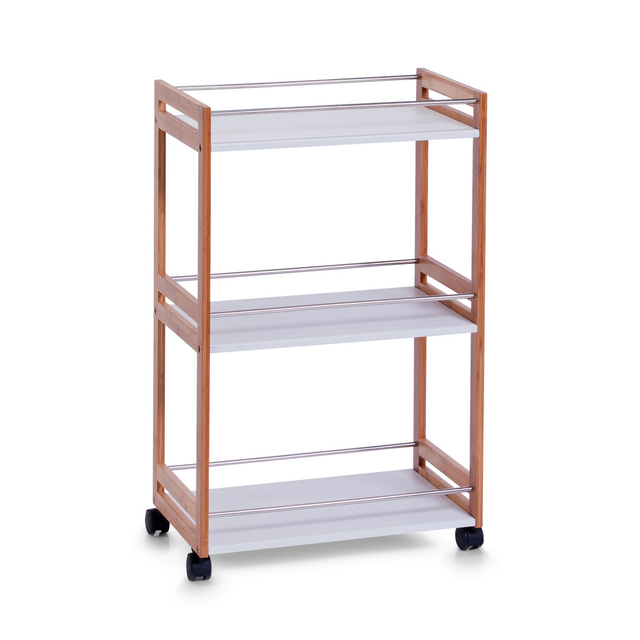 Zeller Rollwagen Bambus/MDF 81 cm x 30 cm x 51 cm Weiß