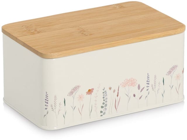 Zeller Vorratsdose Flowers mit Bambusdeckel 1,65, Weiß