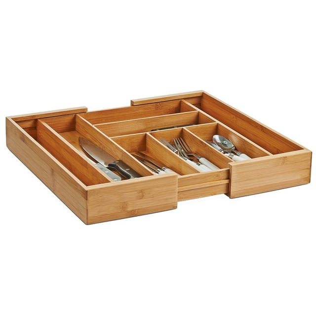 Zeller Besteckkasten Ausziehbar Bambus/HDF 6,5 cm x 35 cm x 43 cm Natur