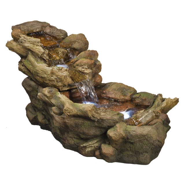 Acqua Arte Wasserspiel Aspen Mini-Wasserfall mit LED Beleuchtung H 50 x 50 x 105