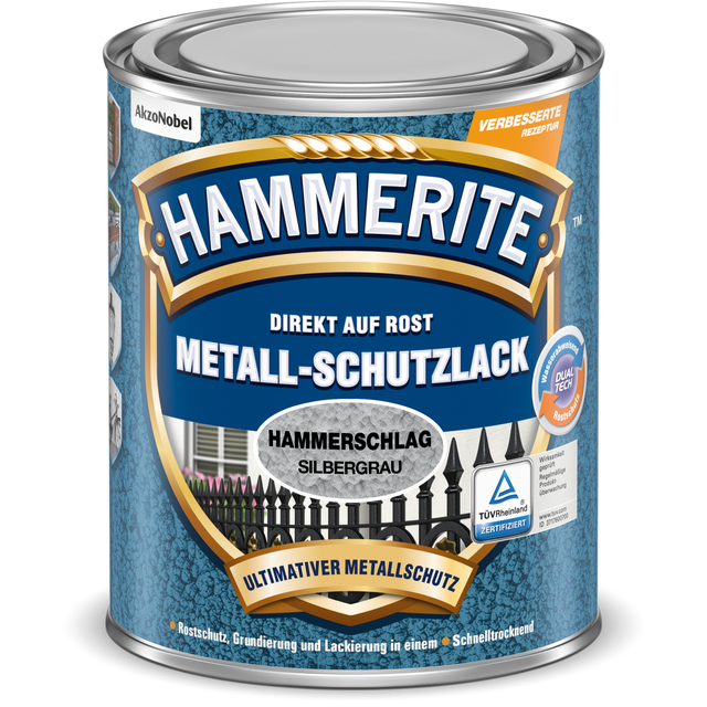 Hammerite Metall-Schutzlack Silbergrau Hammerschlag 250 ml