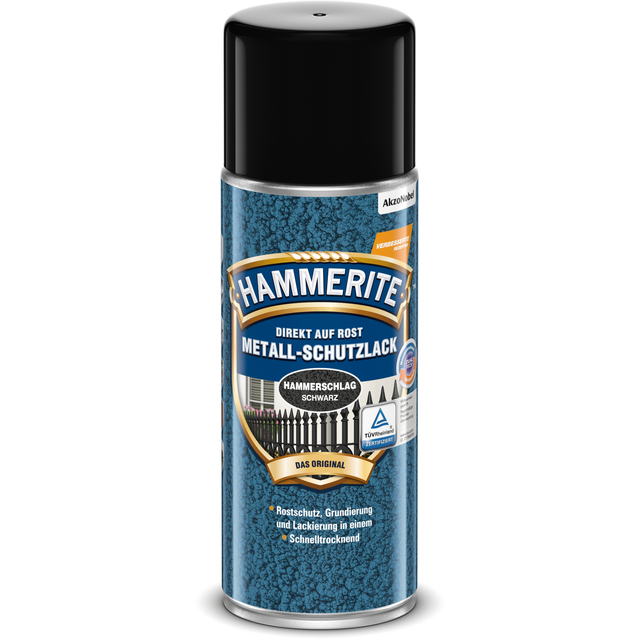 Hammerite Metall-Schutzlack-Spray Schwarz Hammerschlag 400 ml